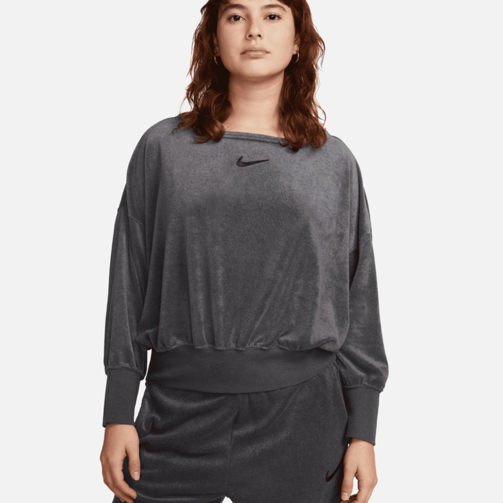 Nike Oversized Terry Dolman Sleeve Gray Pullover